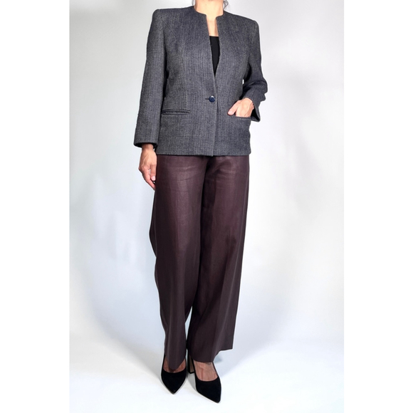 Salvatore Ferragamo Blazer Vintage Navy Blue Wool Jacket Grey - Picture 9 of 10